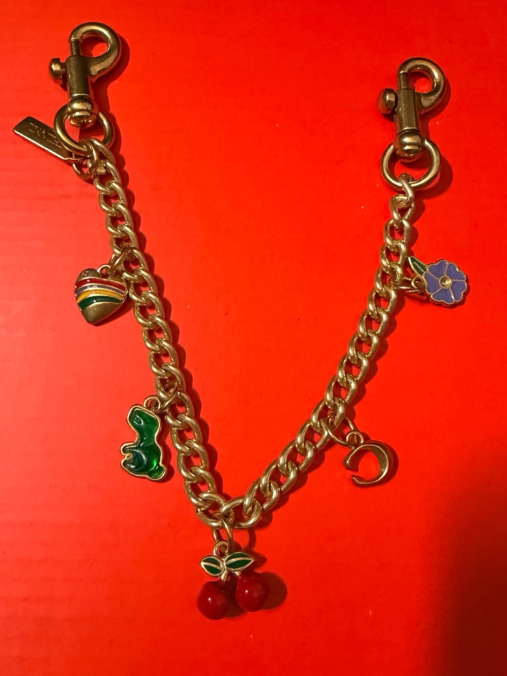 Designer-Inspired Jueqiba chain Bag charm Gold Chain and Cherry Charm